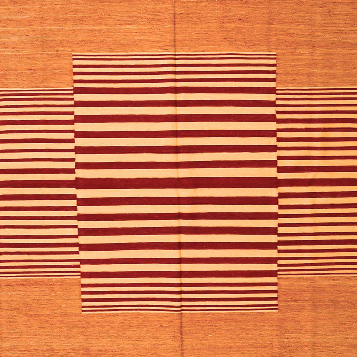 Round Machine Washable Abstract Orange Contemporary Area Rugs, wshcon1695org