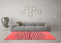 Machine Washable Abstract Red Contemporary Rug, wshcon1695red