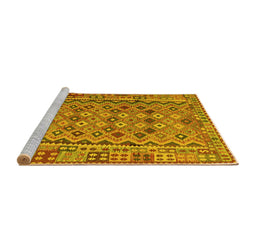 Sideview of Machine Washable Abstract Yellow Contemporary Rug, wshcon1696yw