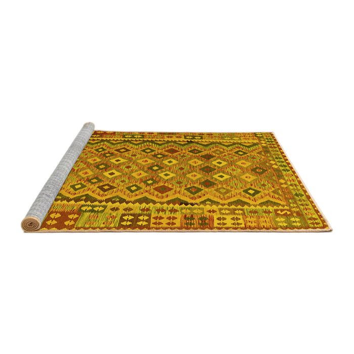 Sideview of Machine Washable Abstract Yellow Contemporary Rug, wshcon1696yw