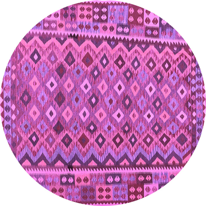 Round Machine Washable Abstract Purple Contemporary Area Rugs, wshcon1696pur