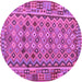 Round Machine Washable Abstract Purple Contemporary Area Rugs, wshcon1696pur