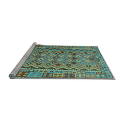 Sideview of Machine Washable Abstract Light Blue Contemporary Rug, wshcon1696lblu