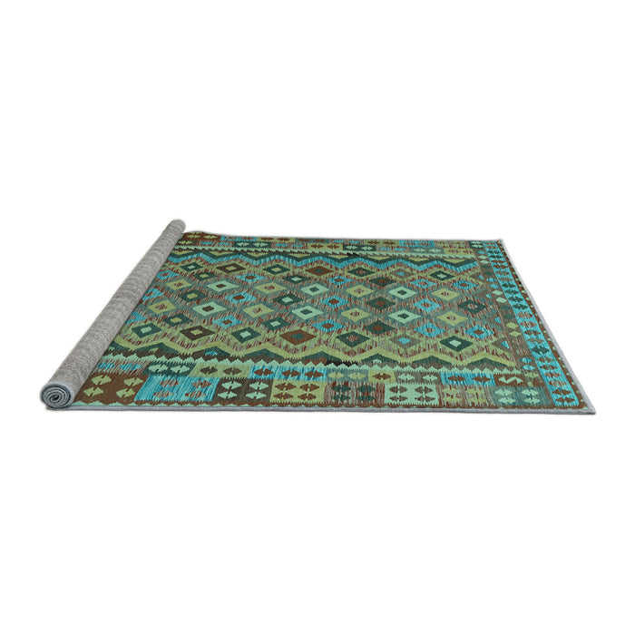Sideview of Machine Washable Abstract Light Blue Contemporary Rug, wshcon1696lblu
