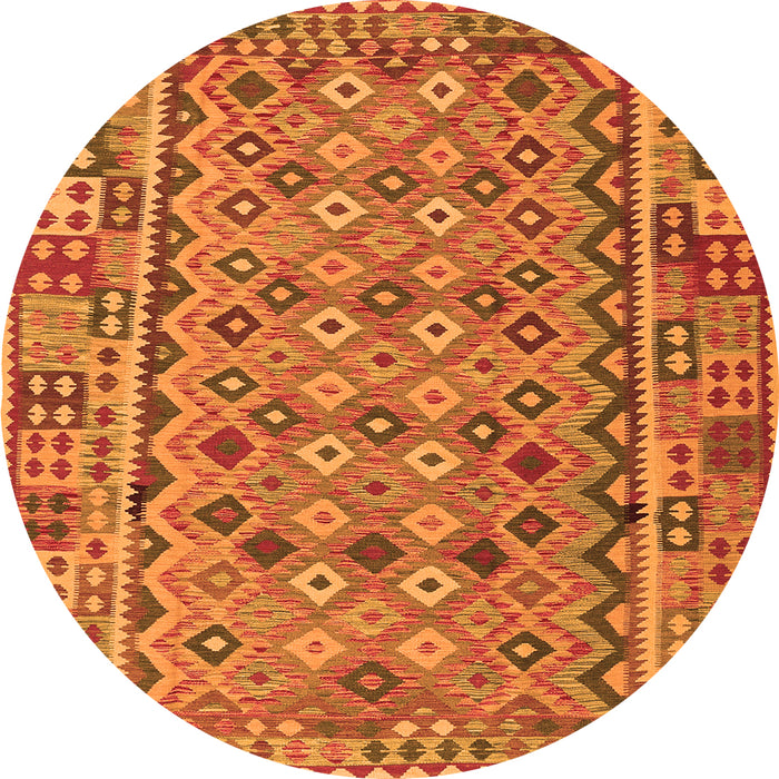 Square Abstract Orange Contemporary Rug, con1696org