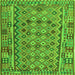 Round Machine Washable Abstract Green Contemporary Area Rugs, wshcon1696grn