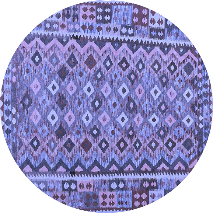 Round Machine Washable Abstract Blue Contemporary Rug, wshcon1696blu
