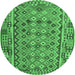 Round Abstract Emerald Green Contemporary Rug, con1696emgrn