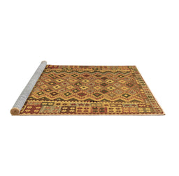 Sideview of Machine Washable Abstract Brown Contemporary Rug, wshcon1696brn