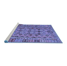 Sideview of Machine Washable Abstract Blue Contemporary Rug, wshcon1696blu