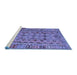 Sideview of Machine Washable Abstract Blue Contemporary Rug, wshcon1696blu