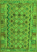 Serging Thickness of Machine Washable Abstract Green Contemporary Area Rugs, wshcon1696grn