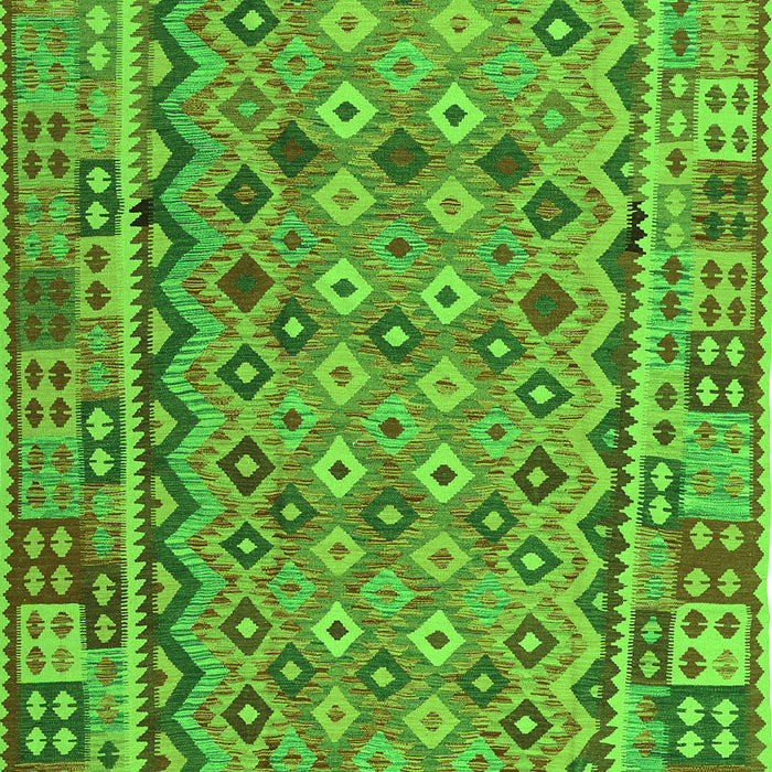 Serging Thickness of Machine Washable Abstract Green Contemporary Area Rugs, wshcon1696grn