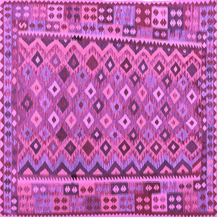 Square Abstract Purple Contemporary Rug, con1696pur