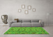 Machine Washable Abstract Green Contemporary Area Rugs in a Living Room,, wshcon1696grn