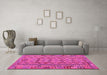 Machine Washable Abstract Pink Contemporary Rug in a Living Room, wshcon1696pnk