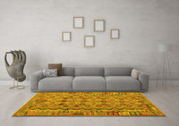 Machine Washable Abstract Yellow Contemporary Rug, wshcon1696yw