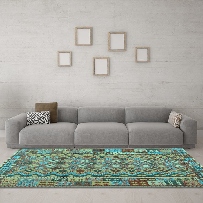 Machine Washable Abstract Light Blue Contemporary Rug in a Living Room, wshcon1696lblu