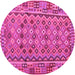 Round Machine Washable Abstract Pink Contemporary Rug, wshcon1696pnk