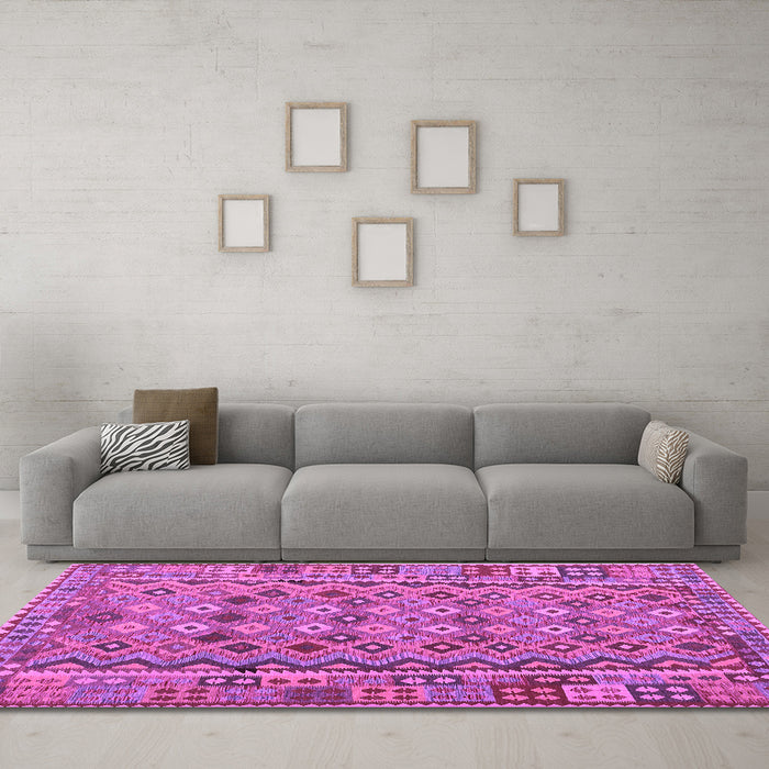Machine Washable Abstract Purple Contemporary Area Rugs in a Living Room, wshcon1696pur