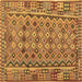 Square Abstract Brown Contemporary Rug, con1696brn