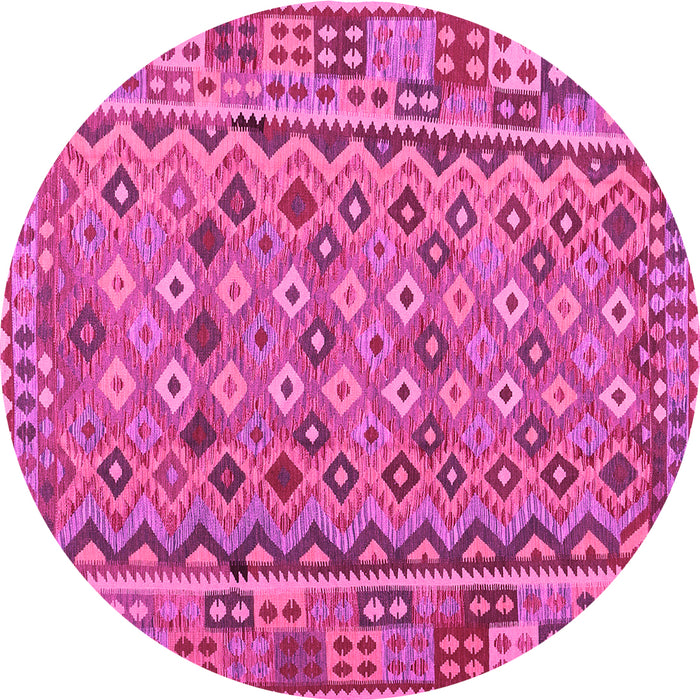 Round Abstract Pink Contemporary Rug, con1696pnk