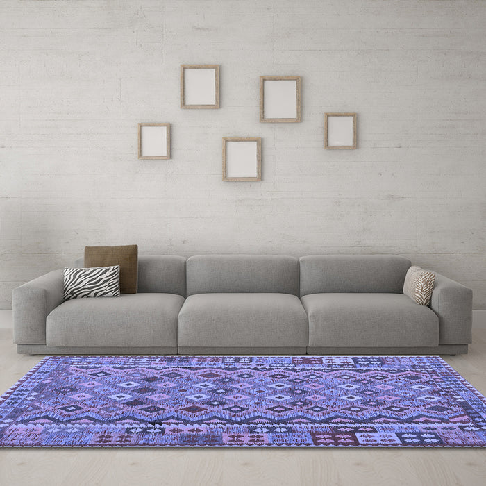 Machine Washable Abstract Blue Contemporary Rug in a Living Room, wshcon1696blu