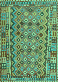 Abstract Turquoise Contemporary Rug, con1696turq