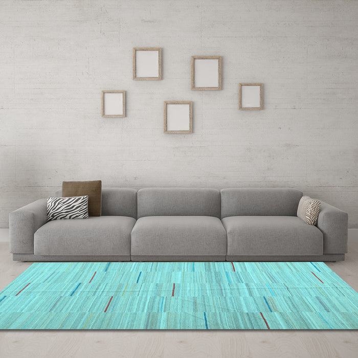 Machine Washable Abstract Light Blue Contemporary Rug in a Living Room, wshcon1697lblu