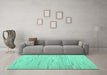 Machine Washable Abstract Turquoise Contemporary Area Rugs in a Living Room,, wshcon1697turq