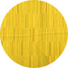 Round Abstract Yellow Contemporary Rug, con1697yw