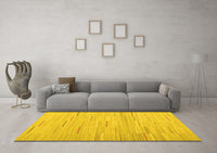 Machine Washable Abstract Yellow Contemporary Rug, wshcon1697yw