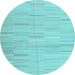 Round Abstract Light Blue Contemporary Rug, con1697lblu