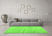 Machine Washable Abstract Green Contemporary Area Rugs in a Living Room,, wshcon1697grn