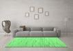 Machine Washable Abstract Emerald Green Contemporary Area Rugs in a Living Room,, wshcon1697emgrn