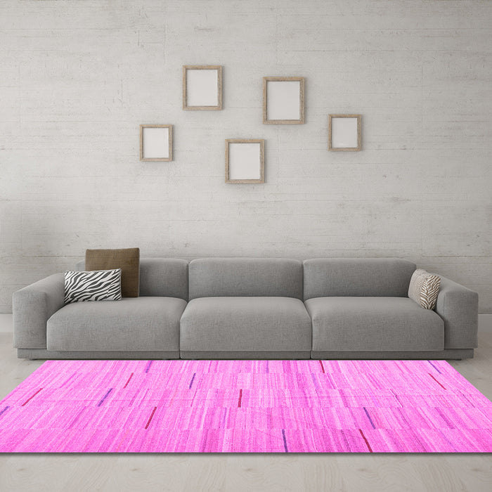 Machine Washable Abstract Pink Contemporary Rug in a Living Room, wshcon1697pnk