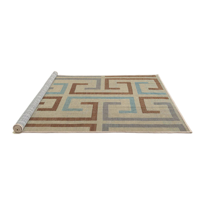 Serging Thickness of Machine Washable Contemporary Dark Almond Brown Rug, wshcon1698
