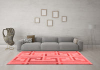 Machine Washable Abstract Red Contemporary Rug, wshcon1698red