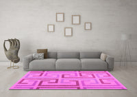 Machine Washable Abstract Pink Contemporary Rug, wshcon1698pnk