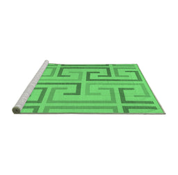 Sideview of Machine Washable Abstract Emerald Green Contemporary Area Rugs, wshcon1698emgrn