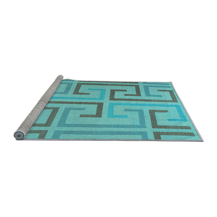 Sideview of Machine Washable Abstract Light Blue Contemporary Rug, wshcon1698lblu