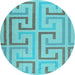 Round Abstract Light Blue Contemporary Rug, con1698lblu