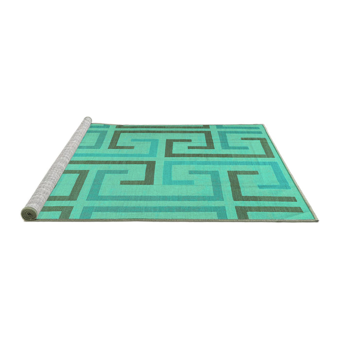 Sideview of Machine Washable Abstract Turquoise Contemporary Area Rugs, wshcon1698turq