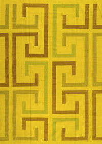 Abstract Yellow Contemporary Rug, con1698yw