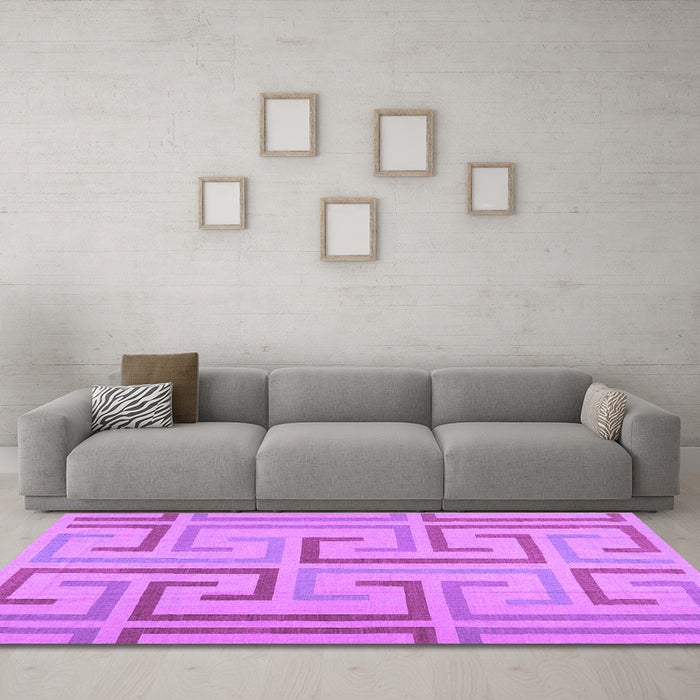 Machine Washable Abstract Purple Contemporary Area Rugs in a Living Room, wshcon1698pur