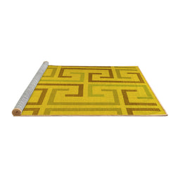 Sideview of Machine Washable Abstract Yellow Contemporary Rug, wshcon1698yw