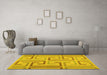 Machine Washable Abstract Yellow Contemporary Rug in a Living Room, wshcon1698yw