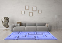 Machine Washable Abstract Blue Contemporary Rug, wshcon1698blu