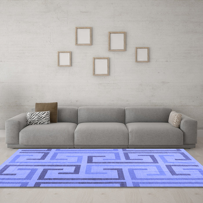 Machine Washable Abstract Blue Contemporary Rug in a Living Room, wshcon1698blu
