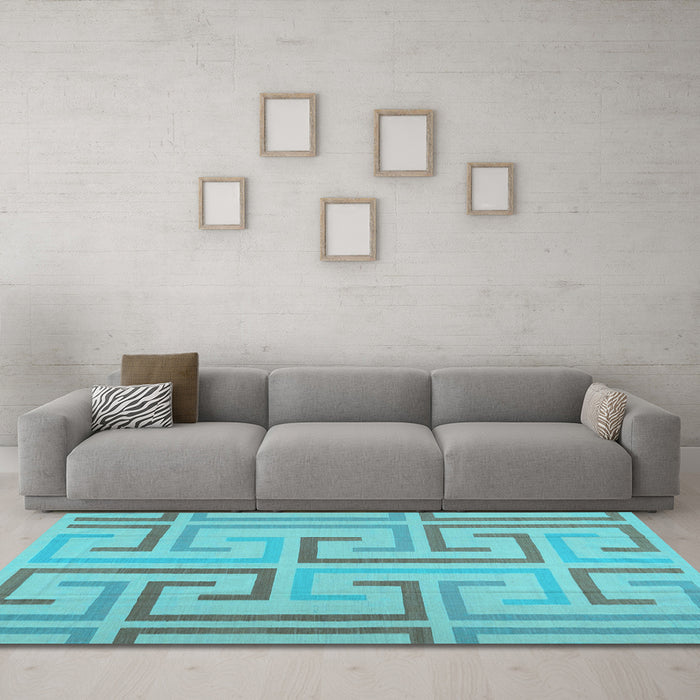 Machine Washable Abstract Light Blue Contemporary Rug in a Living Room, wshcon1698lblu